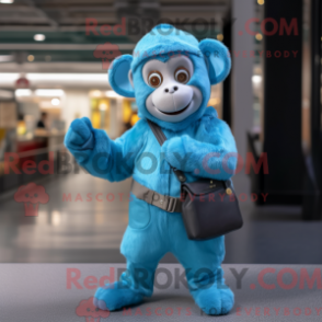 Figura de máscara de macaco azul-celeste com vestido de leke e eleitor - Macacos Mascotes - REBROKO_309722 - RedBrokoly.com