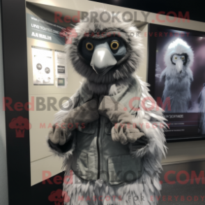 Fantasia de mascote de ema cinza com parca e anéis - Mascotes emu - REBROKO_309727 - RedBrokoly.com