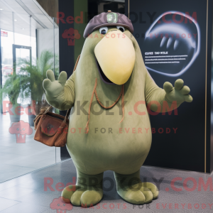 Olive Walrus maskot kostume...