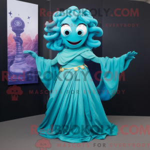 Cyan Medusa Maskottchen...