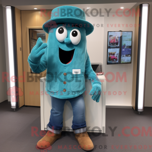 Teal Phone mascottekostuum...