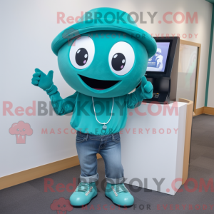 Teal Phone mascottekostuum...