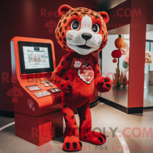 Rød Jaguar maskot kostume...