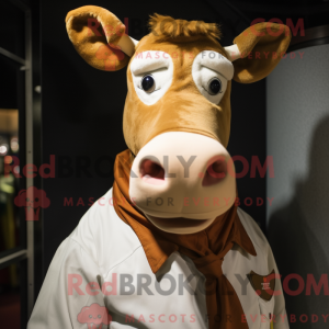 Beige Guernsey Cow maskot...