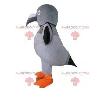 Mascote pombo cinza e preto