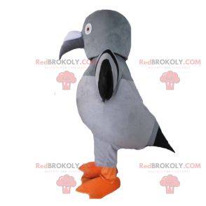 Gray and black pigeon mascot