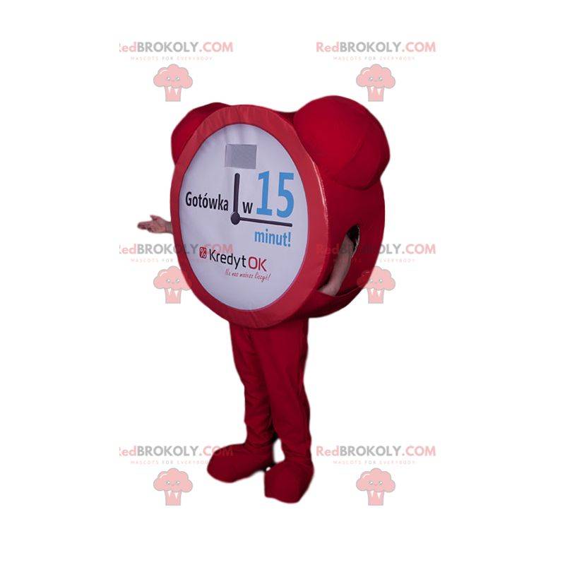 Red morning alarm clock mascot