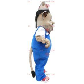 Wikinger-Troll-Maskottchen und blaue Overalls