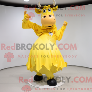 Yellow Cow mascot costume...