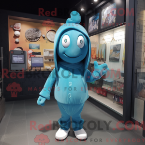 Teal Pendant mascot costume...