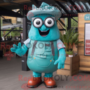 Teal Goulash mascot costume...