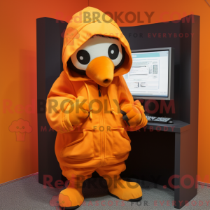 Fantasia de mascote Computador laranja com parca e cachecóis - Mascotes laranja - REBROKO_310114 - RedBrokoly.com