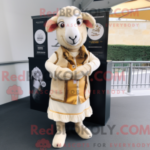 Beige Ram mascottekostuum...