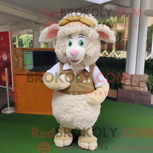 Beige Ram-maskotdraktfigur...