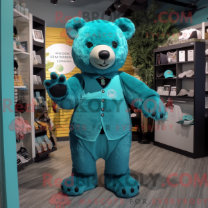 Teal Bear mascottekostuum...