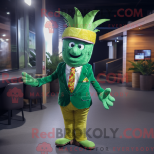 Máscara verde aas com capuz e jaqueta com blazer e luer - Mascotes de abacaxi - REBROKO_310252 - RedBrokoly.com