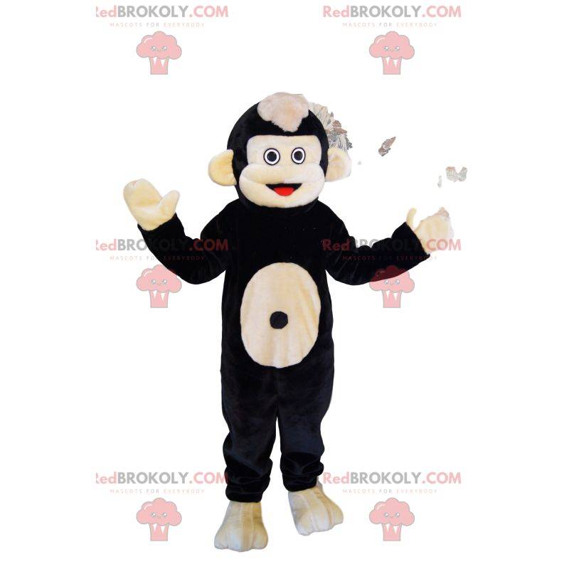 Very happy black and beige marmoset mascot. Marmoset costume