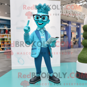 Cyan Acrobat maskot kostume...
