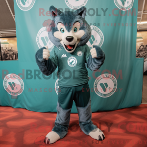 Blågrønn Wolf maskot...
