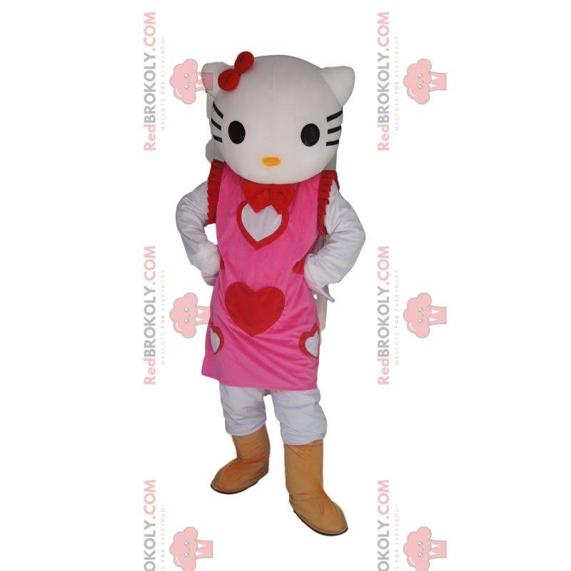 Mascotte Hello Kitty con un bel vestito rosa a forma di cuore