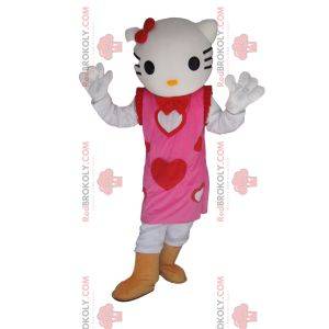 Mascota de Hello Kitty con un bonito vestido de corazón rosa