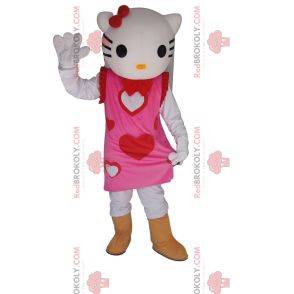 Hello Kitty maskot med en vacker rosa hjärtklänning