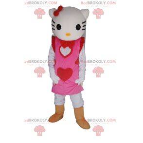 Hello Kitty maskot med en vacker rosa hjärtklänning