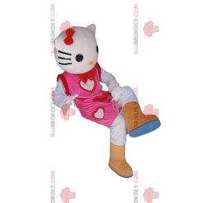 Hello Kitty maskot med en vacker rosa hjärtklänning