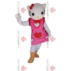 Mascotte Hello Kitty con un bel vestito rosa a forma di cuore