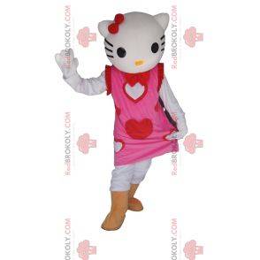 Mascotte Hello Kitty met een mooie roze hartjesjurk