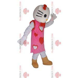 Hello Kitty maskot med en ganske rosa hjerte kjole