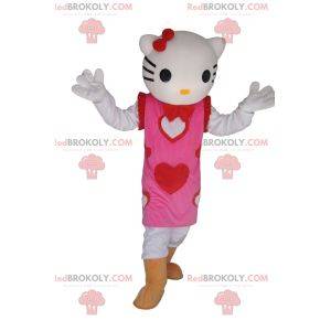 Hello Kitty maskot med en vacker rosa hjärtklänning