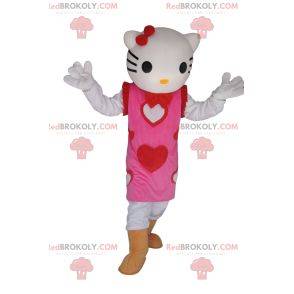 Hello Kitty maskot med en vacker rosa hjärtklänning