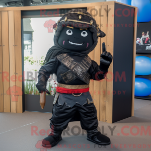 Sort Samurai maskot kostume...