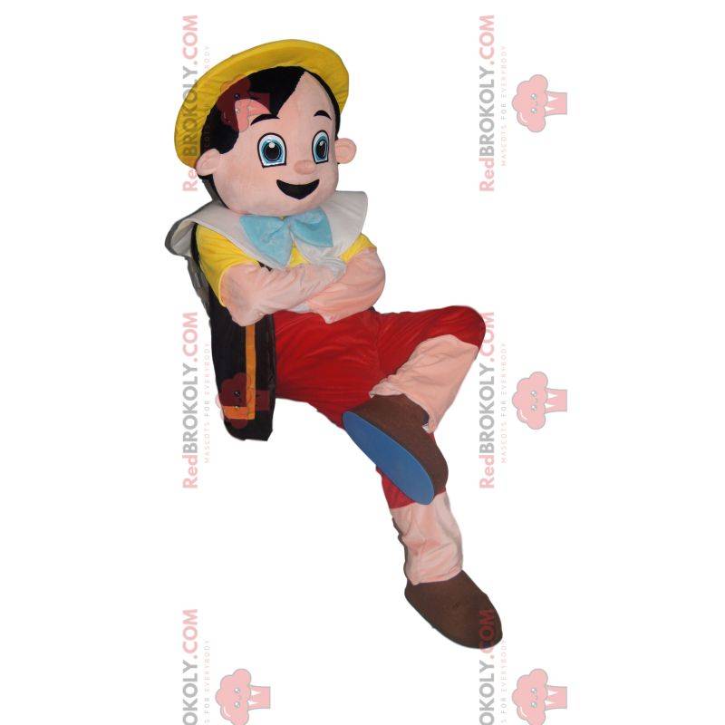 Mascot Pinocchio with his yellow hat. Pinocchio costume