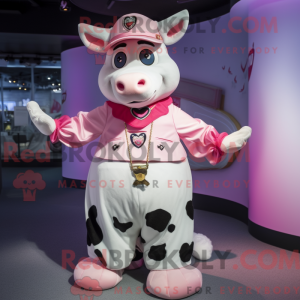 Pink Holstein Cow maskot...