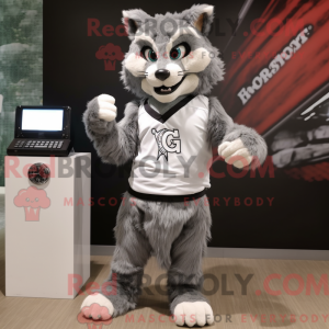 Grå Bobcat maskot kostume...