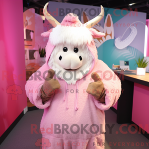Rosa Yak-maskotdraktfigur...