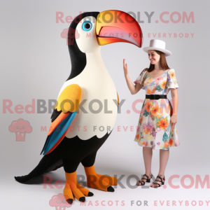 Cream Toucan mascot costume...