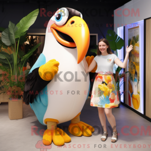 Cream Toucan mascot costume...