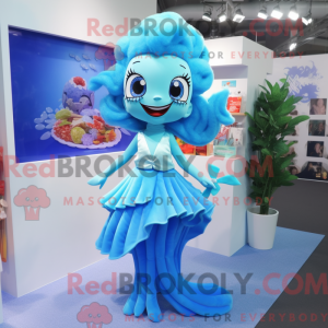 Sky Blue Mermaid mascot...