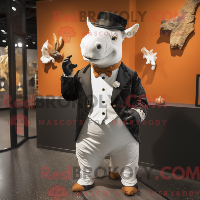 Fantasia de mascote de rinoceronte ferrugem com smoking e gorros - Mascotes rinoceronte - REBROKO_310692 - RedBrokoly.com