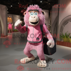 Pink bavian maskot kostume...