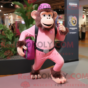 Pink Baboon mascot costume...