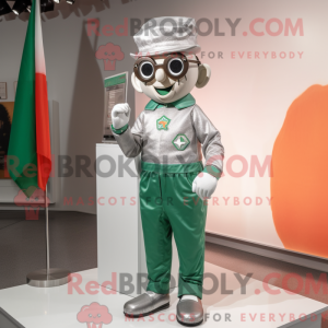 Zilveren mascottekostuum...