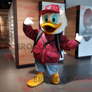 Maroon Goose mascot costume...