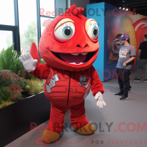 Rød Piranha maskot kostume...