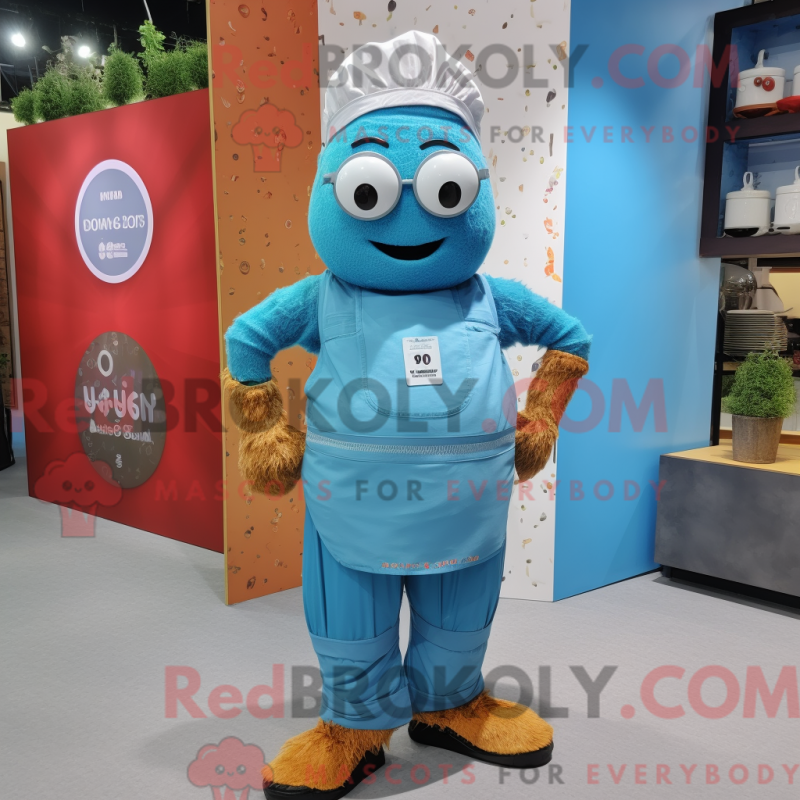 Fantasia de mascote de Biryani azul-celeste com macacão e smartwatches - Mascotes Biryani - REBROKO_310806 - RedBrokoly.com