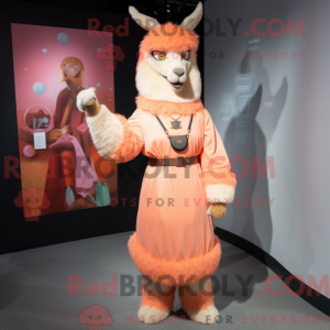 Peach Llama-mascottekostuum...