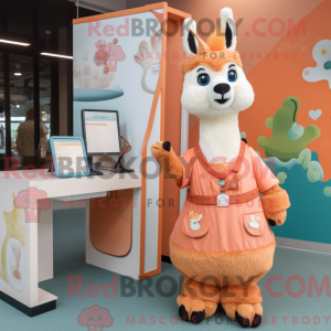 Peach Llama-mascottekostuum...